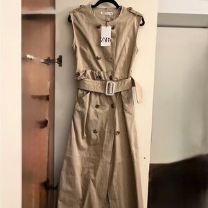 Zara Beige Sleeveless Maxi Dress